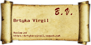 Brtyka Virgil névjegykártya